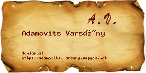 Adamovits Varsány névjegykártya